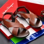 Black Micro Perforated Cross Strap Sandals