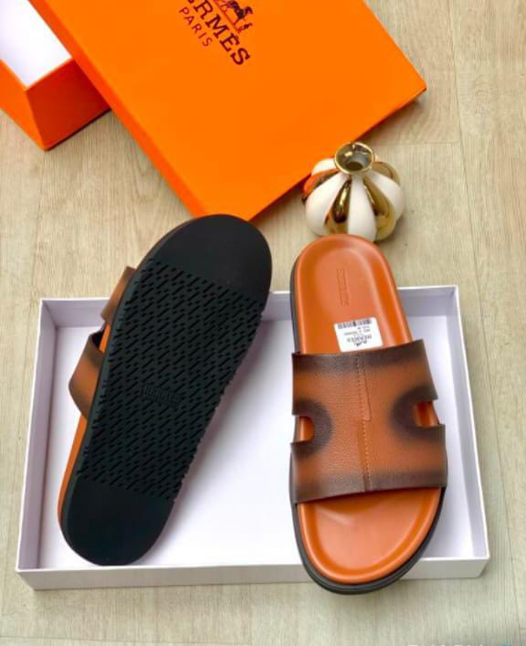 Hermes Inspired Gradient Tan Orange H Cutout Slide Sandals Hermes Inspired Gradient Tan Orange H Cutout Slide Sandals