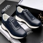 Hugo Boss Black Leather Slip On Sneakers