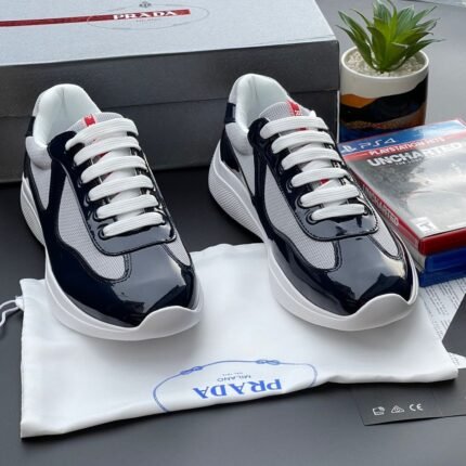 Prada Americas Cup Navy Blue White Sneakers