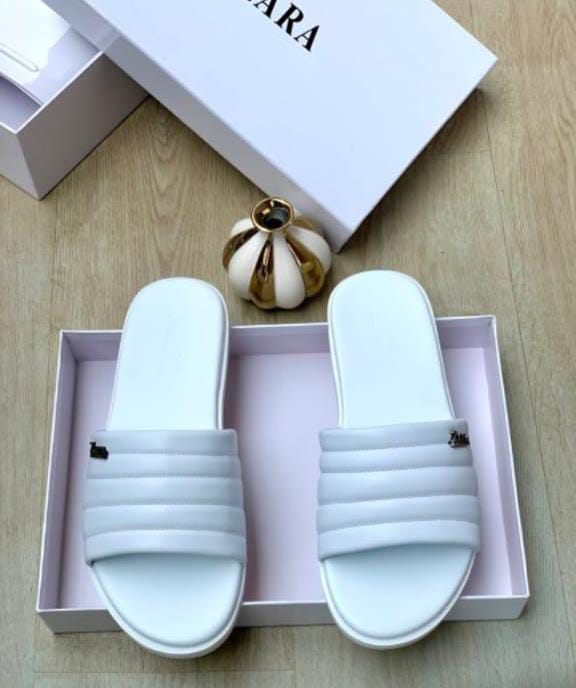 White Padded Quilted Sliders White Padded Quilted Sliders