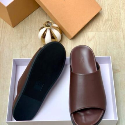 Zara Brown Leather Flat Mules
