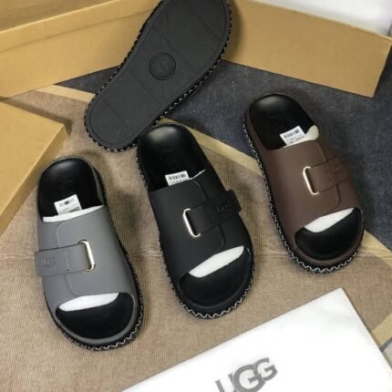 Black Buckle Platform Slide Sandals