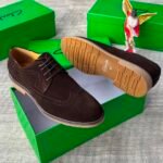 Mens Black Leather Wingtip Brogue Lace Up Shoes - Image 2