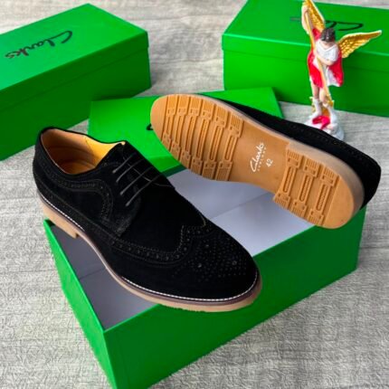 Mens Black Suede Wingtip Brogue Shoes