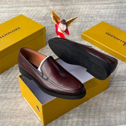 Mens Brown Leather Slip On Dress Shoes