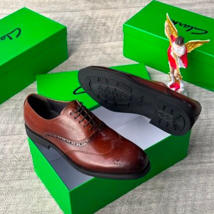 Mens Brown Leather Wingtip Brogue Dress Shoes