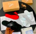 Mens White Cross Strap Studded Pool Slides