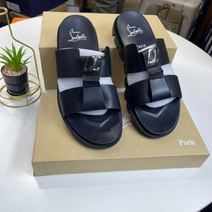 Christian Louboutin Dhabubizz Mens Black Leather Sandals