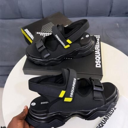 Dsquared2 Mens Black Luxury Sport Sandals Thick Wavy Platform Sole Nigeria