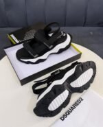 Dsquared2 Mens Black Luxury Sport Sandals Thick Wavy Platform Sole Nigeri