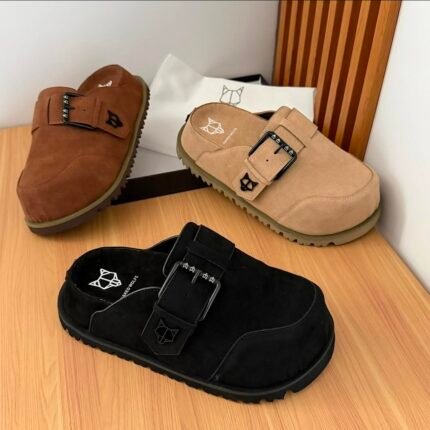 Naked Wolfe Mens Black Suede Adjustable Strap Mule Slippers Nigeria