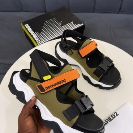 Dsquared2 Mens Olive Green Orange Wave Sandals Chunky Sole Nigeria