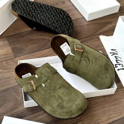 Mens Dark Gray Suede Slip On Clogs Adjustable Buckle Strap Textured Upper Nigeria